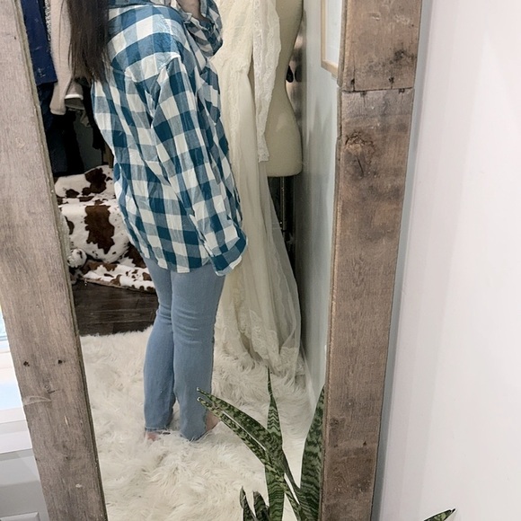 Time and Tru Blue and White Checkered Button-Up Shirt size XXL/20 - Picture 3 of 5